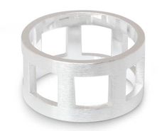 Thai designer Jantana embraces aesthetic minimalism with the modern design of this ring. Crafted by hand of sterling silver featuring open squares the ring receives an elegant brushed satin finish. .925 Sterling silver Sterling Silver Rings Bands, Silver Band Ring, Sterling Silver Bands, Jewelry Pouch, Silver Band, Satin Finish, Band Ring, Band Rings, The Modern