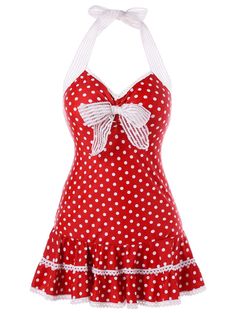 Pin Up Swimsuit, Polka Dot One Piece, Girls Pajama, Retro Bathing Suits, Boho Print Dress, Over 50 Womens Fashion, Moda Plus, Love Clothing, Cute Swimsuits