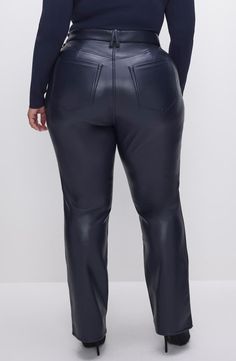 Good American Better Than Leather Faux Leather Good Icon Pants | Nordstrom Sleek Solid Faux Leather Pants, Blue Straight Pants For Fall, Sleek Leather Bottoms In Solid Color, Sleek Leather Bottoms, Chic Straight Leg Faux Leather Pants, Sleek Solid Leather Bottoms, Sleek Solid Color Leather Pants, Solid Color Leather Straight Leg Pants, Solid Color Straight Leg Leather Pants