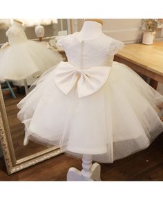 Shop Cute White Puffy Toddler Flower Girl Dress Ballgown Pageant Dress online. Super cute styles with couture high quality. Pro since 2009. Tulle Dress With Lace Trim For Dress-up, Elegant Spring Tutu Dress With Bow, Elegant Spring Princess Dress For Baptism, Spring Tulle Dress With Bow, Fitted Princess Lace Dress For Spring, Spring Tulle Dress With Bow Detail, Spring Wedding Princess Dress With Bow, Spring Floral Applique Ball Gown Dress, Spring Princess Ball Gown Dresses