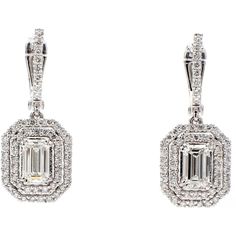 Ninacci 14K White Gold Halo Drop Earrings with GIA Certified 2.95 Carats Diamond Centerstones Jewelry Appraisal, Emerald Cut Diamond, Gold Halo, Diamond Drop Earrings, White Gold Earrings, Diamond Drops, Dangling Earrings, Custom Jewelry Design, Emerald Cut Diamonds