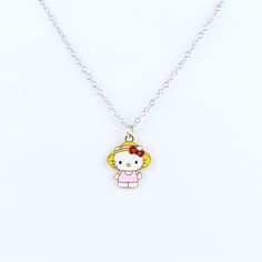 Kawaii Sanrio Pendant Necklace - Juneptune Cute Nickel-free Charm Necklace For Friendship, Kawaii Nickel-free Gold Jewelry, Kawaii Gold Nickel-free Jewelry, Handmade Kawaii Gold Jewelry, Cute Silver Pendant Charm Necklace, Handmade Gold Kawaii Jewelry, Gold Nickel-free Kawaii Jewelry, Cute Silver Charm Necklaces With Lobster Clasp, Cute Sterling Silver Pendant Charm Necklaces