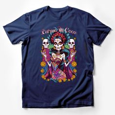 Colorful La Catrina T-Shirt, Day of The Dead Sugar Skull Tee, Dia de Los Muertos Cotton Shirt, Mexican Folk Art Top, Unisex and Women's Sizes Male T-Shirt Custom graphic T-Shirt.Customize your color Day Of The Dead Skull Print Short Sleeve Tops, Blue Skull Print Crew Neck Top, Day Of The Dead Skull Print T-shirt, Day Of The Dead Skull Print Short Sleeve T-shirt, Day Of The Dead Skull Print Crew Neck T-shirt, Day Of The Dead Cotton Crew Neck T-shirt, Cotton Graphic Print T-shirt For Day Of The Dead, Cotton Graphic Print Top For Day Of The Dead, Cute Boxers