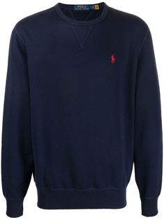 fleece crew-neck sweatshirt from POLO RALPH LAUREN featuring navy blue, cotton blend, jersey fleece, cotton blend, signature Polo Pony motif, ribbed trim, crew neck and long sleeves. Ralph Lauren Fleece, Polo Pony, Ralph Lauren Polo, Quarter Zip, Polo Ralph, Crew Neck Sweatshirt, Polo Ralph Lauren, Cotton Blend, Navy Blue