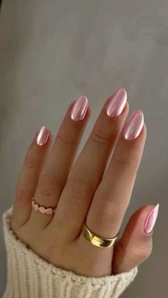 Hoco Nails, Pink Chrome Nails, Nagellack Trends, Pink Chrome, Pearl Nails, Cute Gel Nails