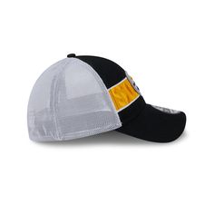 The Pittsburgh Steelers Banded 39THIRTY Stretch Fit Cap features an embroidered Steelers logo at the front panels with a team wordmark at the rear. Additional details include a mesh stretch fit and a gray undervisor. Sports Six-panel Trucker Hat With Logo Patch, Sports Mesh Trucker Hat With Logo Patch, Sports Trucker Hat With Logo Patch And Curved Visor, Sports Trucker Hat With Curved Visor And Logo Patch, Sporty Trucker Hat With Logo Patch For Baseball Season, Sporty Trucker Hat With Logo Patch, Sports Trucker Hat With Logo Patch And Curved Brim, Sports Mesh Hat With Logo Patch, Sporty Mesh Baseball Cap With Logo Patch