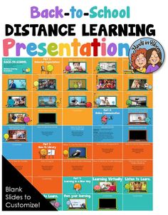 back - to - school distance learning presentation poster with pictures and text on the front