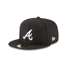 Sport meets fashion. The Atlanta Braves Basic 59FIFTY Fitted Cap features an embroidered Braves logo at the front panels with the MLB Batterman logo at the rear and a gray undervisor. Braves Hat, Sports Meet, 59fifty Hats, New Era Fitted, Black Crown, New Era Cap, New Era 59fifty, Oakland Athletics, Fitted Caps