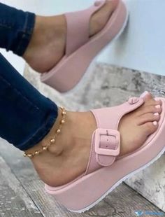 OrcaJump - Womens PU Platform Sandals Flat Heel Round Toe Loafer Solid Black, Pink, and Dark Blue Casual Platform Slippers With Buckle Closure For Spring, Casual Spring Platform Slippers With Buckle Closure, Pink Casual Platform Slippers, Casual Pink Platform Slippers, Casual Pink Flat Platform Slippers, Synthetic Slippers With Round Toe And Buckle Closure, Pink Cushioned Platform Slippers With Round Toe, Summer Platform Slippers With Buckle Closure And Round Toe, Casual Platform Flip Flops