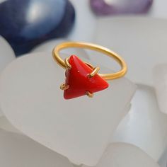 Handmade Coral Ring / Red Stone Ring / Beautiful Coral Gemstone Ring / Coral Ring / Wedding Gift / Coral Jewelry / Christmas Gift /Wife Gift/ Anniversary Gift / Gift For Her / Unique Gift Ring/  Gemstone Ring | Brass Ring | Birthday Gift Ring | Best Friend Gift Ring For Wife Model Number - RGCL-235 Gemstone - Coral Item Weight - 2.46Gms Ring Size - 8US Metal - Brass (Gold Plated ) Coral Stone Ring Design For Women, Coral Ring Designs For Women, Coral Rings For Women, Coral Stone Ring, Red Coral Ring, Stone Ring Design, Antique Necklaces Design, Antique Necklaces, Red Stone Ring