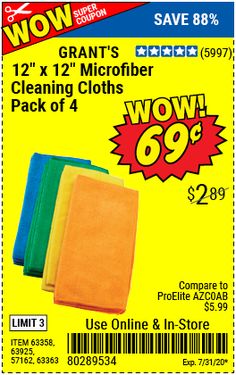 the coup for wow cleaning cloths is $ 3 99 each or more, and it's only $ 8 99