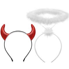 two red horns and a white headband on a white background