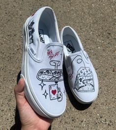 custom hand painted vans inspired by Zach Bryan Diy White Vans Design, Western Painted Shoes, Punchy Vans, Western Painted Vans, Western Vans, Painted Vans Ideas, Painted Vans Slip On, Shoe Painting Ideas, Punchy Style