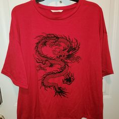 Romwe Red Dragon Tee Shirt No Tags But Only Worn Once. So Feels Brand New. Smoke Free Pet Free Home Open To All Offers Thanks For Looking! Happy Shopping! Red Graphic Tee For Summer, Red Crew Neck Top With Graphic Print, Red Graphic Print Tee Shirt, Red Graphic Tee Shirt With Crew Neck, Red Crew Neck Graphic Tee Shirt, Casual Red Shirt With Screen Print, Red Graphic Tee With Relaxed Fit, Red Graphic Tee Shirt With Relaxed Fit, Red Summer Tops With Screen Print