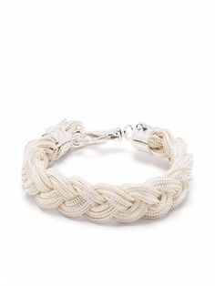 white interwoven design polished finish lobster claw fastening Emanuele Bicocchi, White Flat, Braided Bracelet, White Flats, Braided Bracelets, Bracelet Silver, Silver Bracelets, Lobster Claw, Womens Jewelry Bracelets