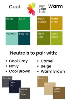 the color chart for neutrals to paint with