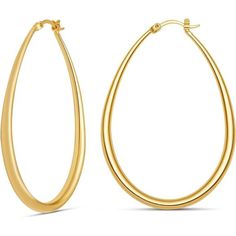 *Gold Hoop Earrings For Women: These Medium 2.2 Inches (55 Mm) Long Oval Hoop Earrings Are 14k Gold Plated For A Classic And Versatile Style With A Warm And Luxurious Glow, That Is Perfect For Any Occasion. *Comfortable And Easy To Wear: These Hoops Are Lightweight, Gentle On The Earlobes And Do Not Cause Any Discomfort Or Pain; And With Their Latch Back Closure You Just Need To Insert The Hook Through The Earlobe And Snap It Into The Clasp. *Perfect For Any Occasion: Oval Hoops Can Enhance Your Classic Rose Gold Teardrop Hoop Earrings, Teardrop Hoop Earrings With Shiny Finish As Gift, Rose Gold Sterling Silver Hoop Earrings With Polished Finish, Rose Gold Polished Sterling Silver Hoop Earrings, Rose Gold Tarnish Resistant Hoop Earrings, Nickel-free Teardrop Hoop Earrings, Gold Sterling Silver Hoop Earrings With Shiny Finish, Elegant Shiny Finish Hoop Earrings, Classic Dangle Hoop Earrings With Polished Finish