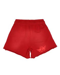 Red Cotton Athletic Shorts For Streetwear, Red Cotton Athletic Shorts, Sporty Red Cotton Shorts, Red Shorts With Elastic Waistband For Streetwear, Red Elastic Waistband Shorts For Streetwear, Red Cotton Drawstring Shorts, Red Cotton Athletic Shorts With Built-in Shorts, Red Drawstring Shorts, Red Casual Cotton Athletic Shorts