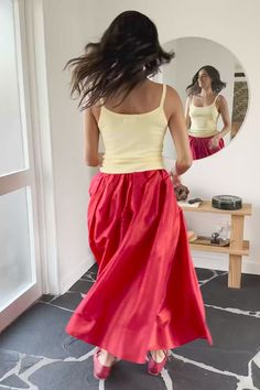 Red Skirt, High Risk, Fiery Red, Red Skirts, Sweater Sale, Skirt Design, Heeled Loafers, Top Sales, Vintage Sweaters