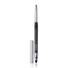 Clinique Quickliner? For Eyes Intense makes it easy to move into the deepest, most dramatic range. Find all the intensity of a liquid liner in one simple stroke. Silky formula glides on. Stays on all day. Never needs sharpening. "Smoke" with the smudge tip on the opposite end. Dermatologist and ophthalmologist tested. Free Of Paraben-free, Phthalate-free, Fragrance-free How To Use Swivel up only 1/8-inch (pencil does not retract to avoid exposing formula to air, which is drying). Line eyes. Use Eyeliner Smooth, Intense Eyeliner, Clinique Eyeliner, Clinique Products, Clinique Mascara, Clinique Cosmetics, Neutral Eyeshadow Palette, Neutral Eyeshadow, Clinique Makeup