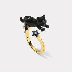 Affordable Elegant Jewelry With Cat Design, Affordable Cute Cat Design Jewelry, Affordable Cat Design Rings For Gifts, Black Cat Jewelry Pendant Necklace, Luxury Black Enamel Ring For Gift, Cheap Multicolor Cat Design Jewelry, Luxury Black Enamel Fine Jewelry Ring, Cheap Cute Cat Design Jewelry, Affordable Novelty Cat Design Jewelry