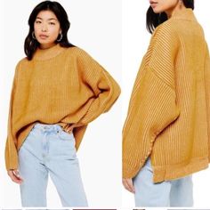 Nwt Topshop Oversized Mock Neck Sweater Rustic Mustard Yellow Nwot Retail$70 A Slouchy Pullover Is Knit With A Comfy High Neck And Perfectly Roomy Fit. Oversized Relaxed Slouchy Fit Mock Turtleneck Dropped Shoulders Long Sleeves Side Slits High-Low Hemline V0352 Oversized Ribbed Turtleneck Sweater, Relaxed Fit High Neck Sweater For Fall, Fall High Neck Relaxed Fit Sweater, High Neck Relaxed Fit Sweater For Fall, Trendy Oversized Turtleneck Sweater, Casual Ribbed High Neck Sweater, Casual High Neck Sweater For Fall, Casual High Neck Sweater For Layering, Casual High Neck Ribbed Sweater