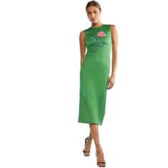 The Seamless Dress Green | Cynthia Rowley | Wolf & Badger Green Silk Sleeveless Midi Dress, Green Sleeveless Silk Midi Dress, Seamless Dress, Sleeveless Midi Dress, Dress Midi, Cynthia Rowley, Midi Length Dress, Night Looks, Midi Dress Sleeveless