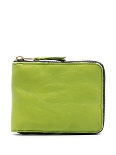 light green calf leather gold-tone hardware all-around zip fastening card slots coin pocket Comme Des Garcons, Calf Leather, Light Green, Leather Wallet, Card Slots, Slots, Gold Tones, Coin, Women Accessories