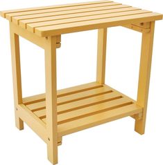 a wooden side table with one shelf attached