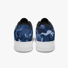 Blue Camo Vegan Leather Shoes, Navy Camouflage Men Women Sneakers Whit – Starcove Fashion Navy Camouflage, Designer Flats, White Sneakers Women, Blue Camo, Women Sneakers, Casual Design, Casual Flats, Sneakers White, Leather Sneakers