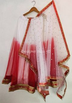 This is a made to order Lehenga Choli dupatta. I make it exclusively for my customers by using designer fabrics. I will only make it after you confirm your required size details. Handling time, don't worry, just tell me, I will process it accordingly and deliver on or before a delivery date you mention. Blouse is made with Red Color Velvet fabric and lace border. Dupatta is in sequines Net. The skirt or Lehenga is made with dual shade net fabric with very good quality lining. Lehenga is made wit Velvet Choli, Designer Lengha, Golden Lehenga, Wedding Party Wear, Party Kleidung, Net Fabric, Ethnic Dress, Net Dupatta, Indian Designer