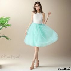 Olivia Mark - Stylish Layered Tulle Skirt with Intricate Paneling and Flared Silhouette Silhouette Mint, Tulle Midi Skirt, Layered Tulle Skirt, Half Skirt, Layered Skirt, Asymmetrical Design, Types Of Skirts, Petticoat, Ruffle Hem