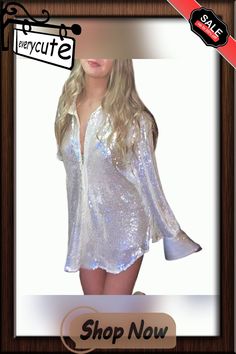 Silver Sequined Party Wear Long Sleeve Shirt Long Sleeve Shirt Women, Women Tops, Shirt Women, Shirt Sleeves, Long Sleeve Shirt, Party Wear, Sleeve Shirt, Long Sleeve Shirts, Shop Now