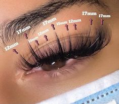 Mink Classic Eyelash Extensions, 19mm Lash Extensions, Lash Extensions Longer In Middle, Long Wispy Hybrid Lash Extensions, Spikey Lash Map, Lash Length Chart, Hybrid Volume Lash Extensions, Wispy Cat Eye Lash Extensions, Wispy Hybrid Lash Extensions