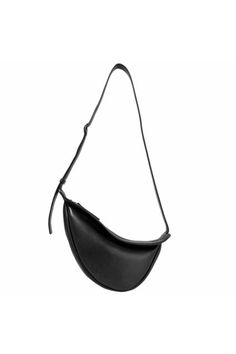 Large Capacity Leather Saddle Bag For Daily Use, Modern Black Leather Saddle Bag, Modern Black Saddle Bag, Versatile Black Leather Shoulder Bag, Daily Use Leather Saddle Bag With Zipper Pocket, Elegant Leather Saddle Bag With Large Capacity, Black Shoulder Bag For Office With Zipper Pocket, Minimalist Leather Pouch Bag, Chic Leather Saddle Bag With Zipper Closure