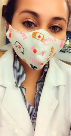 Nursing-RN/Nursing students Face Mask ✓ Mask is made from two layers of beautiful and elegant prints cotton fabric.  ✓ The face mask has stretchy ear loops ✓ Double layered face mask  ✓ 1/8″ flat elastic for ear loops - comfortable long-term wear face mask ✓ Mask has two different fabric pattern/colors to indicate the face mask's inside and outside ✓ All our Face Masks are Handmade in the USA ✓ Reusable, washable face mask ✓ Well-fitted design Mask - face mask fits snugly but comfortably against the side of the face ✓ Mask is 100% cotton fabric - lightweight, soft to the skin, and durable ✓ The face mask can be laundered and machine dried ✓  We always pre-wash and iron our fabrics before sewing for face masks Elegant Prints, Best Face Mask, Mask Face, Fabric Pattern, Ear Loop, Nursing Students, Different Fabrics, Fabric Patterns, Face Masks