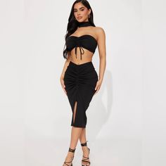 Fashion Nova Black Skirt Set New Distraction Ruched Skirt Set - Black Size M - Out Of Stock On Website Black Ruched Skirt For Date Night, Black Skirt Set, Ruched Skirt, Women Skirts Midi, Black Skirt, Skirt Fashion, Fashion Nova, Skirt Set, Midi Skirt