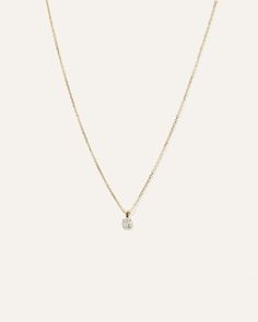 14k Gold Natural Diamond Solitaire Necklace