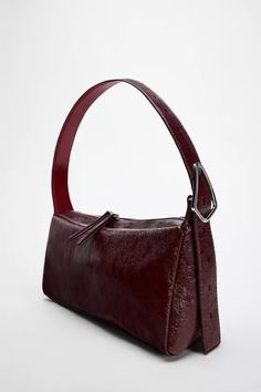 BUCKLE SHOULDER BAG - Maroon | ZARA United States Zara Bag, Zara Bags, Cardigan Sweater Dress, Leather Shirt, Blazer Vest, Clean Laundry, Zara United States, Shirt Jacket, Tank Shirt