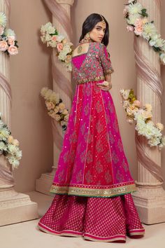 Ruhaak | Pakistani Designer Outfit | Sarosh Salman Trending Party Wear Dresses, Old World Glamour, Lehenga Fabric, Designer Outfit, Wedding Festivities, Gota Work, Pure Chiffon, Chiffon Dupatta, Color Fuchsia