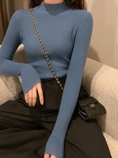 Office Outfits For Ladies, Office Woman Outfits, Happy Hour Outfit, Solid Color Sweater, Women Sweaters Winter, Ladies Turtleneck Sweaters, Shirt Female, High Neck Sweater, Mini Dress Casual