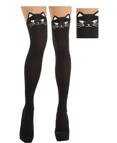 These Whimsical Nylons Are Black From Toe To Thigh And Have Cute Cat Faces Just Above The Knee. The Top Section Is Nude And Pulls Up Past The Knee. Wear For Fun With A Cosplay Halloween Fantasy Dress Up Costume Party. 60% Polyester, 34% Nylon, 6% Spandex One Size Fits Up To Women's Size 8 (28 1/2in Waist, 39in Hip) *Imo Runs Smaller Than The 160 Lbs. Limit On Pkg This A Consignment Item. Not Open To Offers. Price Firm. Cat Tights, Cute Animal Quotes, Cute Cat Face, Up Costume, Cat Faces, Dress Up Costumes, Cosplay Halloween, Fantasy Dress, Kawaii Clothes