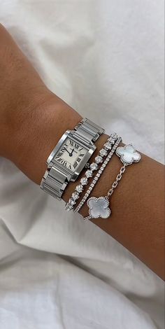 Silver Jewellery Stacking, Jelwery Aesthetic Silver, Silver Bracelet Stack Aesthetic, Silver Jewelry Bracelets, Wrist Stack, Inexpensive Jewelry, Luxe Jewelry