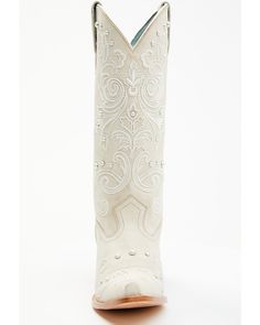 Leather upper with leather lining. Leather outsole with rubber heel cap. Snip toe. Pull on style. Solid white design. Bridal Cowboy Boots, Wedding Cowboy Boots, White Cowgirl Boots, Cowboy Boots For Women, Cowgirl Look, Womens Cowgirl Boots, Wedding Boots, Beige Heels, Pearl Decor