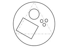 a drawing of a circle with two circles in the middle and one on the other side