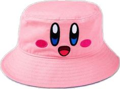 Retro Pink Cotton Hat, Pink Novelty Bucket Hat, Kawaii Pink Cap, Pink Kawaii Cap, Kirby Buckets, Kirby Face, You Rock, A Design, Kirby