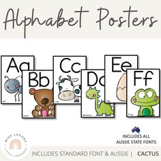 Alphabet Posters in Australian State Fonts - Miss Jacobs Little Learners Modern Classroom Decor, Alphabet Wall Cards, Boho Rainbow Classroom, School Fonts, Early Years Classroom, Victorian Modern, Homeschool Decor, Alphabet Posters, Modern Classroom