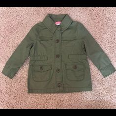 New! Never Worn! Olive Green Carter’s Toddler Jacket Cute Fall Outerwear With Buttons, Casual Long Sleeve Outerwear For Playtime, Cute Cotton Outerwear With Buttons, Cute Cotton Outerwear With Button Closure, Cute Long Sleeve Outerwear With Button Closure, Cotton Outerwear For Playtime In Fall, Long Sleeve Outerwear With Buttons For School, Spring Cotton Outerwear For Playtime, Cute Cotton Button-up Outerwear