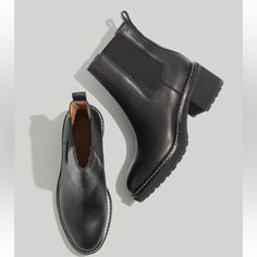 This Classic Chelsea Boot Is Made For Walkin', Thanks To The Lightweight Eva Platform And Chunky Heel. Made Of Smooth Leather, It's The Edgy Pair That Can Be Worn With Everything From Dresses To Jeans. And, Cushiness Alert: Our Mwl Cloudlift Lite Padding Feels Like Walking On A...Well, You Know. When You Select Your Size, "H" Equals A Half Size. 5 1/4" Shaft Height (Based On Size 7). 2 1/2" Heel. Leather Upper. Pigskin Lining. 100% Rubber Sole (30% Of Which Is Recycled). Do Well: Leather Sourced Madewell Boots, Cutout Boots, Platform Chelsea Boots, Madewell Shoes, Black Chelsea Boots, Leather Boots Women, Leather Chelsea Boots, Comfy Shoes, Womens Ankle Boots