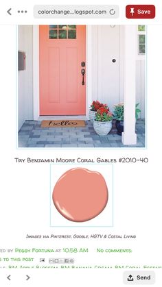 a pink door with the words color change on it and an image of a potted plant